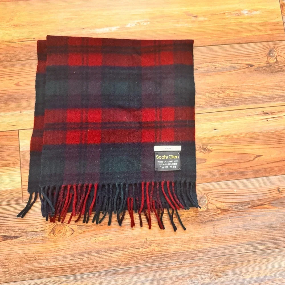 Scots Glen Cashmere Plaid Scarf - Red and green cashmere style is Lindsey